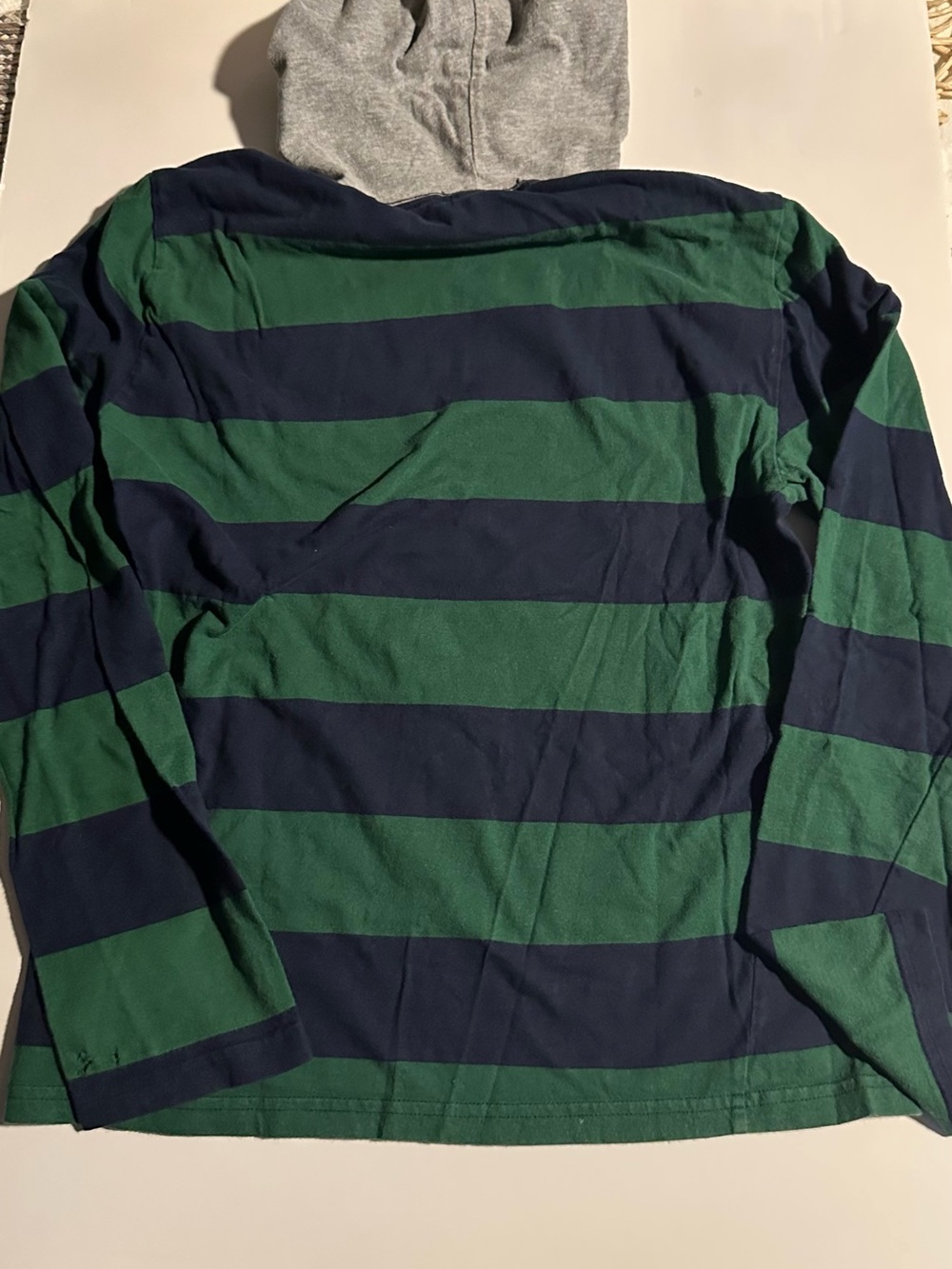 Polo Ralph Lauren Boy’s Striped Cotton Jersey Pullover Hoodie Green/Blue L 14/16